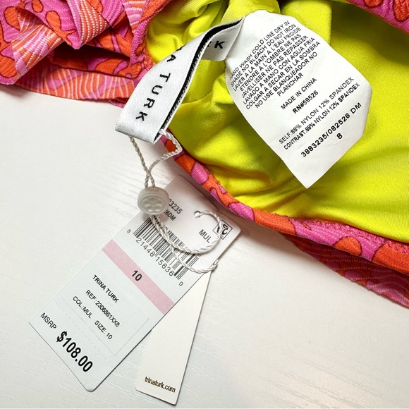 Trina Turk Trellis Off the Shoulder Ruffle Bandeau Swim Top - Picture 6 of 13